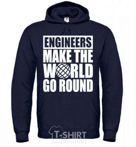 Men`s hoodie Engineers make the world go round navy-blue фото