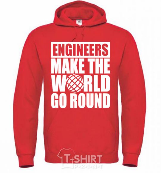 Men`s hoodie Engineers make the world go round bright-red фото