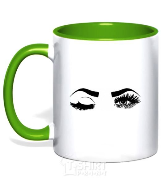 Mug with a colored handle Wink kelly-green фото