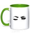 Mug with a colored handle Wink kelly-green фото