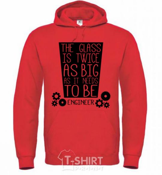 Men`s hoodie The glass is twice as big as it needs to be bright-red фото
