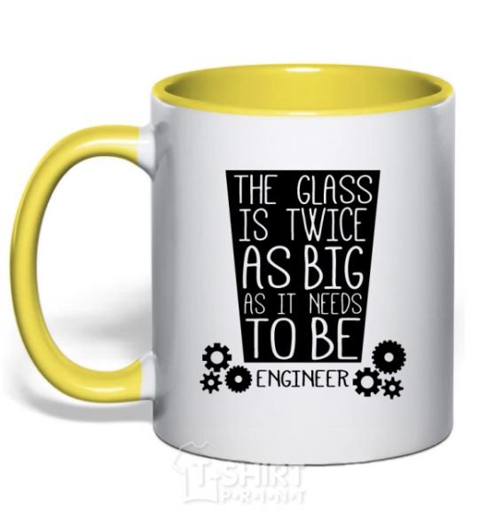 Mug with a colored handle The glass is twice as big as it needs to be yellow фото