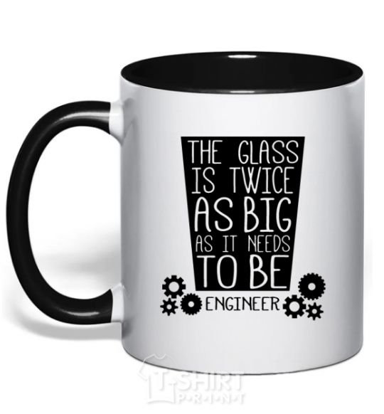 Mug with a colored handle The glass is twice as big as it needs to be black фото