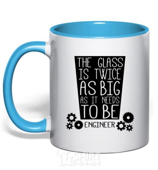 Mug with a colored handle The glass is twice as big as it needs to be sky-blue фото