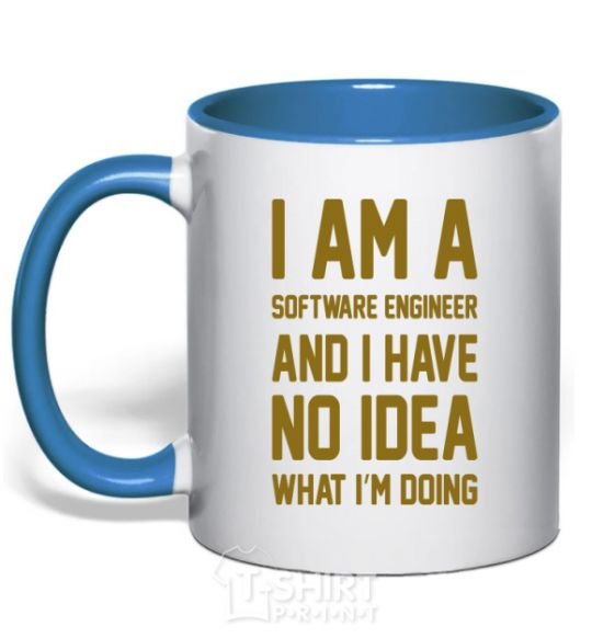 Mug with a colored handle I'm a software engineer royal-blue фото