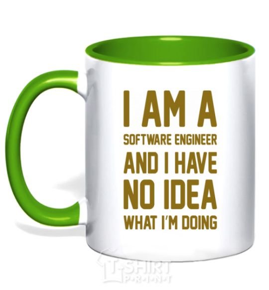 Mug with a colored handle I'm a software engineer kelly-green фото