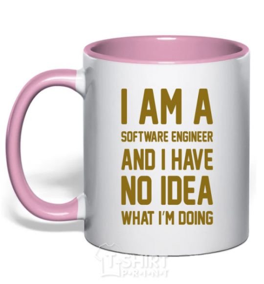 Mug with a colored handle I'm a software engineer light-pink фото