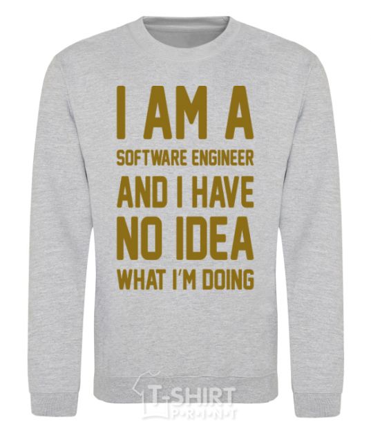 Свитшот I'm a software engineer Серый меланж фото