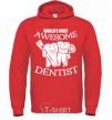 Мужская толстовка (худи) World's most awesome dentist Ярко-красный фото