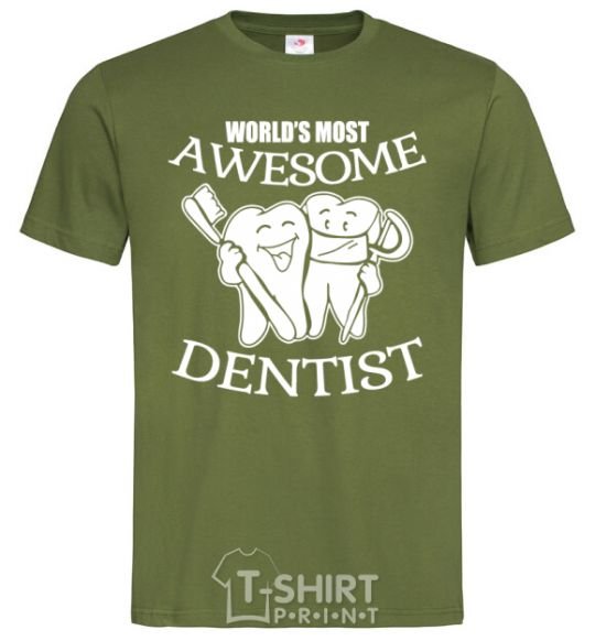 Men's T-Shirt World's most awesome dentist millennial-khaki фото