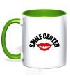 Mug with a colored handle Smile center kelly-green фото