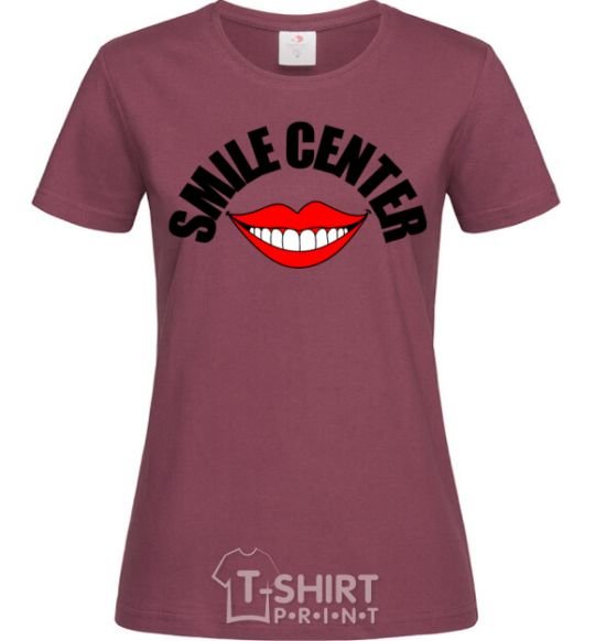 Women's T-shirt Smile center burgundy фото