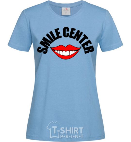 Women's T-shirt Smile center sky-blue фото