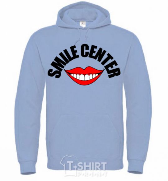 Men`s hoodie Smile center sky-blue фото