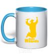 Mug with a colored handle Thanks Wikipedia sky-blue фото