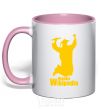 Mug with a colored handle Thanks Wikipedia light-pink фото