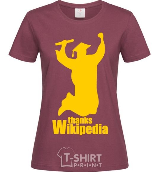 Женская футболка Thanks Wikipedia Бордовый фото