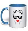 Mug with a colored handle Lady boss royal-blue фото