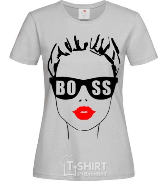 Women's T-shirt Lady boss grey фото