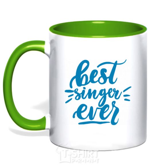 Mug with a colored handle Best singer ever kelly-green фото