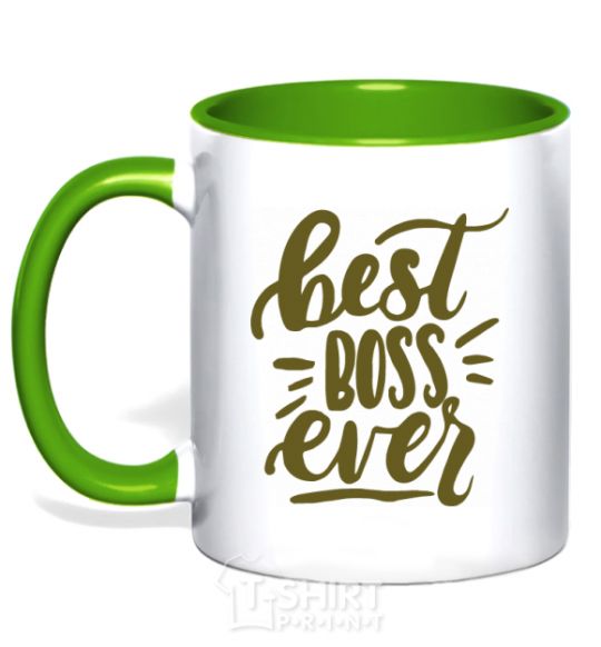 Mug with a colored handle Best boss ever kelly-green фото