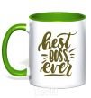 Mug with a colored handle Best boss ever kelly-green фото