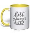 Mug with a colored handle Best driver ever yellow фото