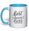 Mug with a colored handle Best driver ever sky-blue фото