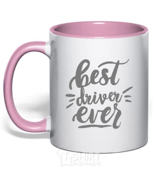Mug with a colored handle Best driver ever light-pink фото