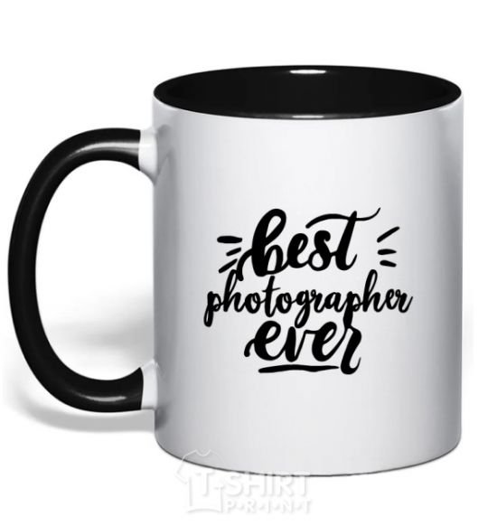 Mug with a colored handle Best photographer ever black фото