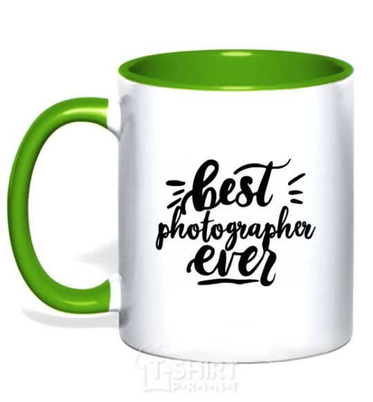 Mug with a colored handle Best photographer ever kelly-green фото