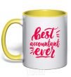 Mug with a colored handle Best accountent ever yellow фото