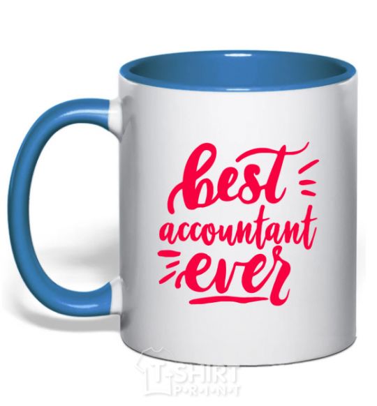 Mug with a colored handle Best accountent ever royal-blue фото