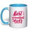 Mug with a colored handle Best accountent ever sky-blue фото