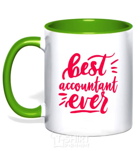 Mug with a colored handle Best accountent ever kelly-green фото