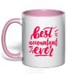 Mug with a colored handle Best accountent ever light-pink фото