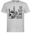 Men's T-Shirt Eat sleep game repeat hand grey фото