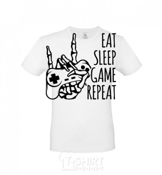 Men's T-Shirt Eat sleep game repeat hand White фото