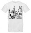 Men's T-Shirt Eat sleep game repeat hand White фото