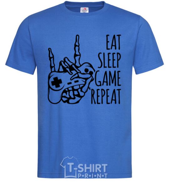 Мужская футболка Eat sleep game repeat hand Ярко-синий фото