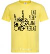 Мужская футболка Eat sleep game repeat hand Лимонный фото