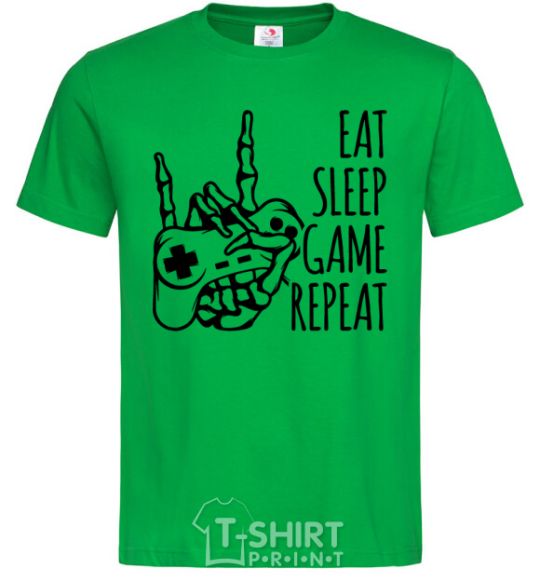 Men's T-Shirt Eat sleep game repeat hand kelly-green фото