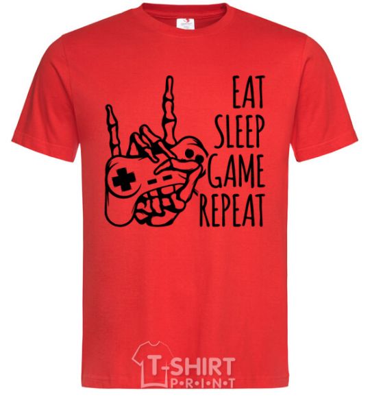 Men's T-Shirt Eat sleep game repeat hand red фото