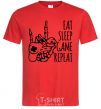 Men's T-Shirt Eat sleep game repeat hand red фото