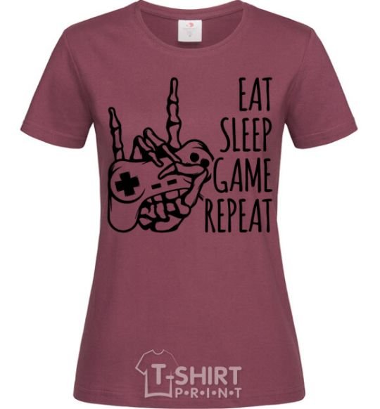 Женская футболка Eat sleep game repeat hand Бордовый фото