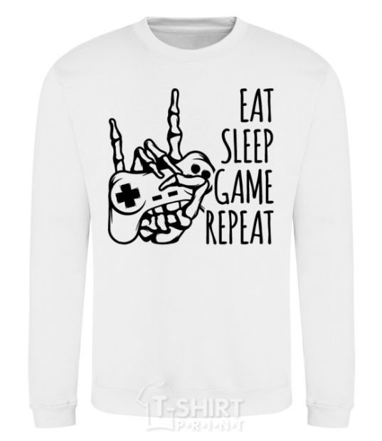 Sweatshirt Eat sleep game repeat hand White фото