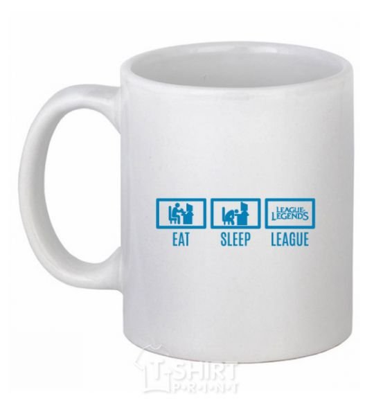Ceramic mug Eat sleep league White фото