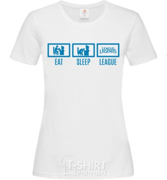 Women's T-shirt Eat sleep league White фото