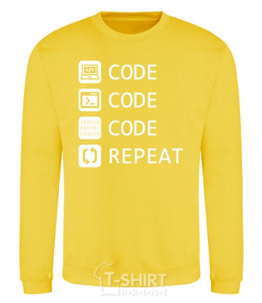 Sweatshirt Code code code repeat yellow фото