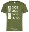 Мужская футболка Code code code repeat Оливковый фото